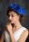 Большая плетеная шляпка на заколке Диана. Синяя - фото 14522