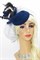 Шляпка с вуалью Жанет с высокими перьями. Темно-синяя - фото 17384