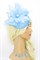 Нежно-голубая шляпка с большим перьевым цветком - фото 17494