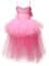 Розовое детское нарядное платье из фатина со шлейфом - фото 17706