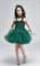 Темно-зеленое детское пышное платье из фатина со шлейфом - фото 18029