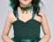 Темно-зеленое детское пышное платье из фатина со шлейфом - фото 18032