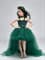 Темно-зеленое детское пышное платье из фатина со шлейфом - фото 18034