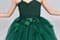 Темно-зеленое детское пышное платье из фатина со шлейфом - фото 18035