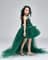 Темно-зеленое детское пышное платье из фатина со шлейфом - фото 18036