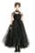 Черное детское пышное платье в пол с блестками - фото 18088