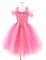 Ярко-розовое детское пышное платье в пол с блестками - фото 18107