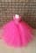 Ярко-розовое детское пышное платье в пол с блестками - фото 18109