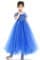 Синее детское пышное платье в пол с блестками - фото 18121