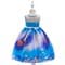 Новогоднее детское голубое платье с принтом - фото 18182