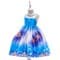 Новогоднее детское голубое платье с принтом - фото 18184
