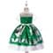 Новогоднее детское зеленое платье с принтом и прозрачными рукавами - фото 18193