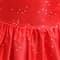 Новогоднее детское красное платье с принтом и прозрачными рукавами - фото 18198
