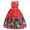 Новогоднее детское красное платье с ярким винтажным принтом - фото 18327
