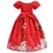 Новогоднее детское красное платье с ярким принтом Елка - фото 18347