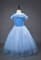 Детское пышное голубое длинное платье Золушки с бабочками - фото 18386