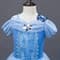 Детское пышное голубое длинное платье Золушки с бабочками - фото 18387