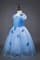 Детское пышное голубое длинное платье Золушки с бабочками - фото 18389