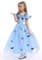 Детское пышное голубое длинное платье Золушки с бабочками - фото 18390