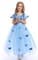 Детское пышное голубое длинное платье Золушки с бабочками - фото 18391