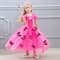 Детское пышное розовое длинное платье Золушки с бабочками - фото 18420