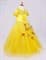 Детское пышное желтое длинное платье Бэль с бабочками - фото 18433