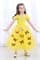 Детское пышное желтое длинное платье Бэль с бабочками - фото 18440