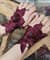 Бордовые митенки из вязаного кружева с крупной розой - фото 19166