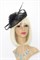 Черная элегантная шляпа с цветком и пером - фото 23373