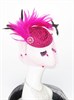4519. Блестящая шляпка с вуалью Жанет с шикарными перьями. Ярко-розовая - фото 23517