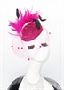 4519. Блестящая шляпка с вуалью Жанет с шикарными перьями. Ярко-розовая - фото 23518