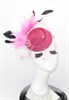 4520. Блестящая шляпка с вуалью Жанет с шикарными перьями. Розовая - фото 23522