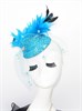 4521. Блестящая шляпка с вуалью Жанет с шикарными перьями. Голубая - фото 23526