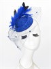 4522. Блестящая шляпка с вуалью Жанет с синими перьями - фото 23530