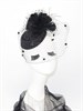 Блестящая черная шляпка Жанет с перьями и вуалью - фото 23558