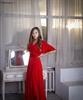 Красное длинное платье халат "летучая мышь" - фото 23659
