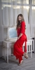 Красное длинное платье халат "летучая мышь" - фото 23662