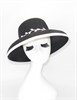 Летняя шляпа с широкими полями черная с белым кантом - фото 23707