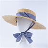 4575. Летняя шляпка канотье с широкими полями из соломки с полосатой лентой - фото 23849
