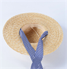 4575. Летняя шляпка канотье с широкими полями из соломки с полосатой лентой - фото 23852