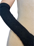 Перчатки длинные зимние черные со стразами "звездное небо", р. 7, текстиль с микрофиброй - фото 24453
