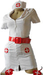 Костюм медсестры эротический с красным ремнем и подвязками - фото 24486