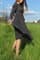 Черное платье в белый тюльпан длина миди - фото 5435