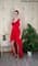 Красное короткое платье в пол с кружевом и длинным шлейфом. 257 - фото 5895
