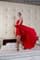 Красное короткое платье в пол с кружевом и длинным шлейфом. 257 - фото 5896