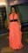 Ярко-коралловое платье в пол в с открытой спиной и лентами - фото 6564