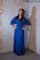 Синее длинное платье халат "летучая мышь" - фото 7830
