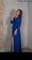 Синее длинное платье халат "летучая мышь" - фото 7832