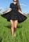 Черное платье-рубашка с юбкой-солнце - фото 8068